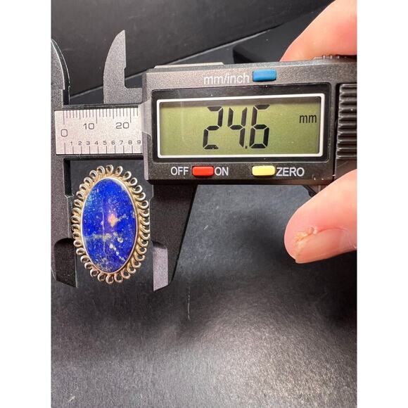 Vintage 950 silver lapis lazuli brooch pin - Picture 5 of 8